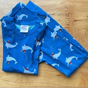 Hanna Andersson narwhal pajama set / size 10 or 140cm